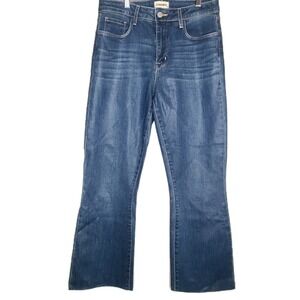 L'AGENCE Kendra High Rise Crop Flare Jeans Zip Raw Hem Regal Coated‎ Women's 28